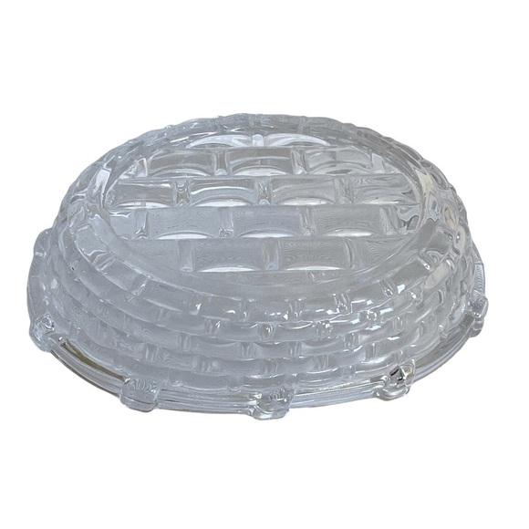 Oval Glass Soap Dish Clear Basketweave Luxury Bath Accessory - Picture 6 of 6